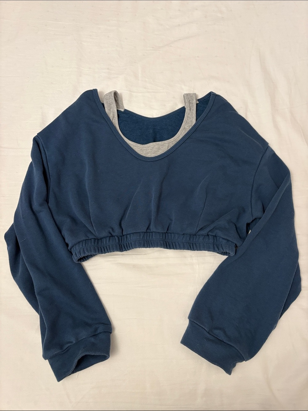 Cider Navy and Light Gray Layered-Look Crew